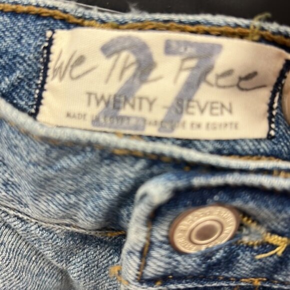 Free People Maggie Distressed denim jean shorts light stone blue high waisted - Picture 8 of 10